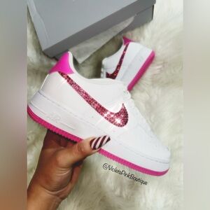 Pink Nike Bling Swarovski crystal custom Nike Air Force 1
